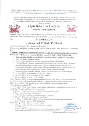 Zápis detí do 1. ročníka 1