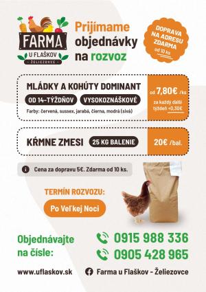 Mládky - možnosť objednávky s dovozom